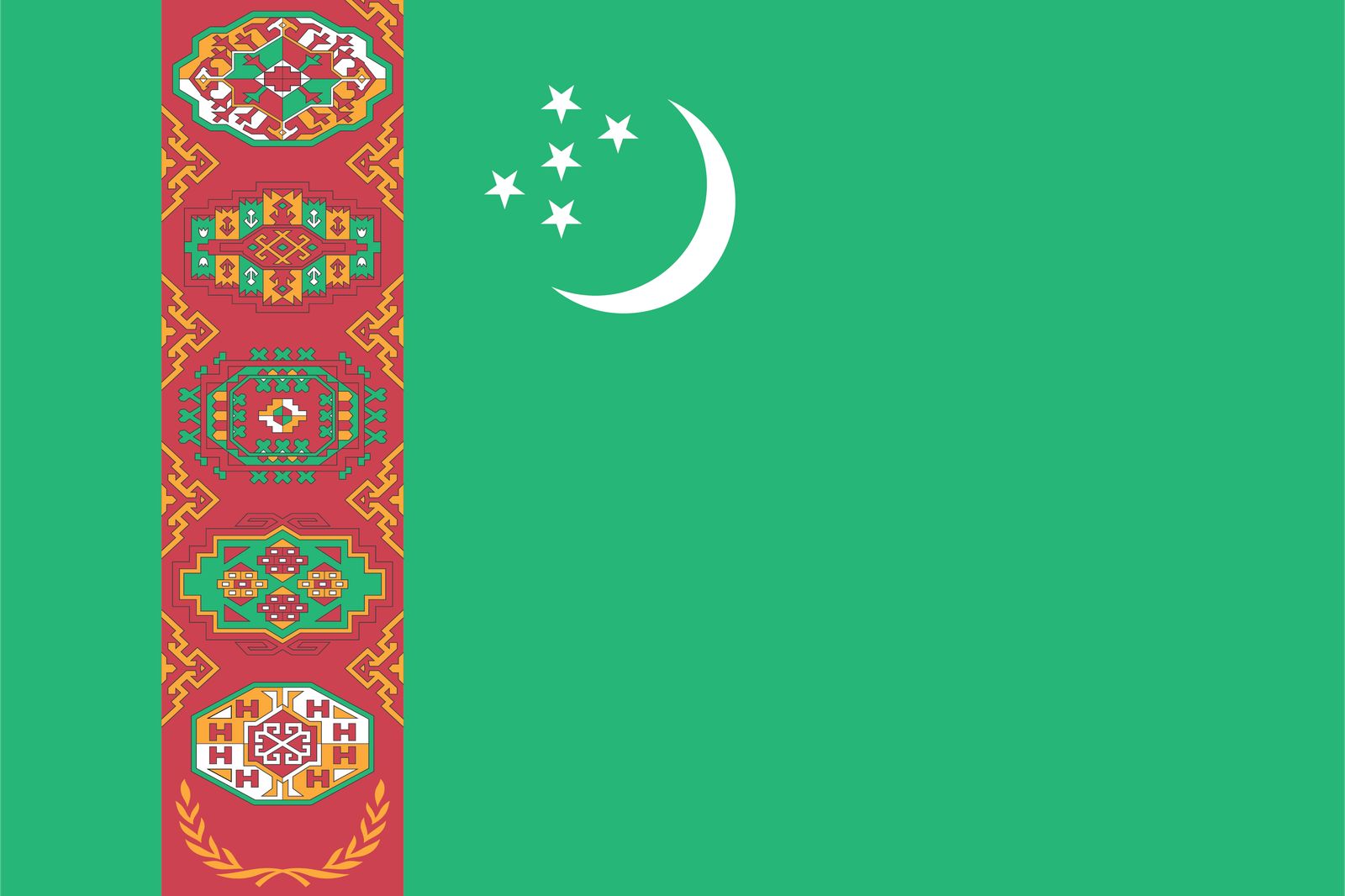 Turkmenistan Flagga - Klistermärke