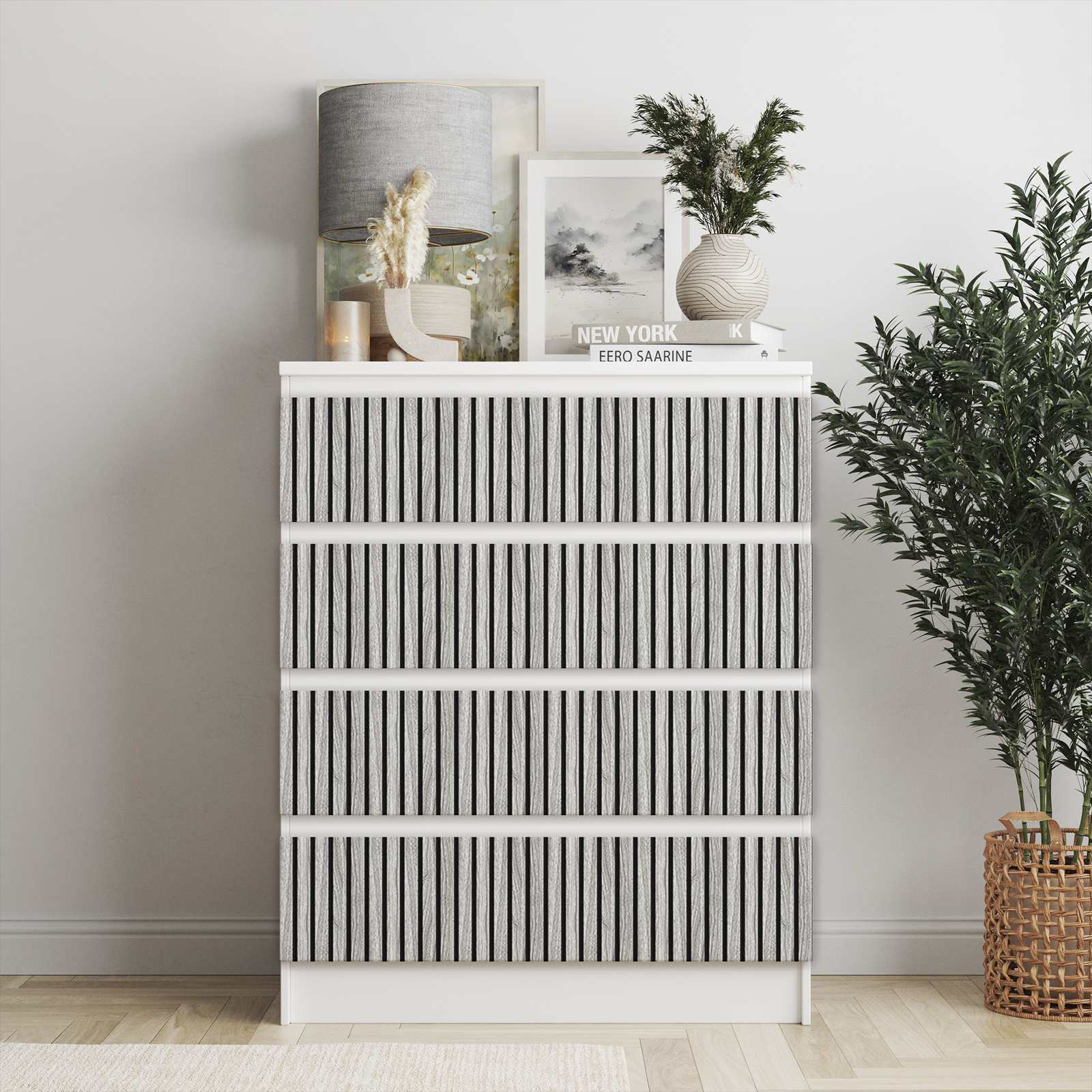Självhäftande klistermärken – Ikea Malm Dekaler / Välj Storlek / Ek Ljusgrå