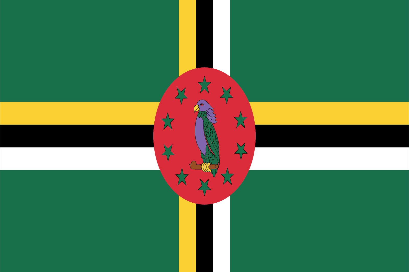 Dominicas flagga - klistermärke