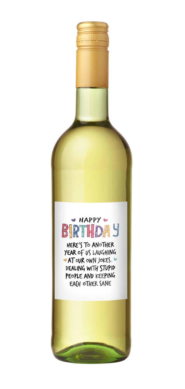 Flasketikett - Happy Birthday Design