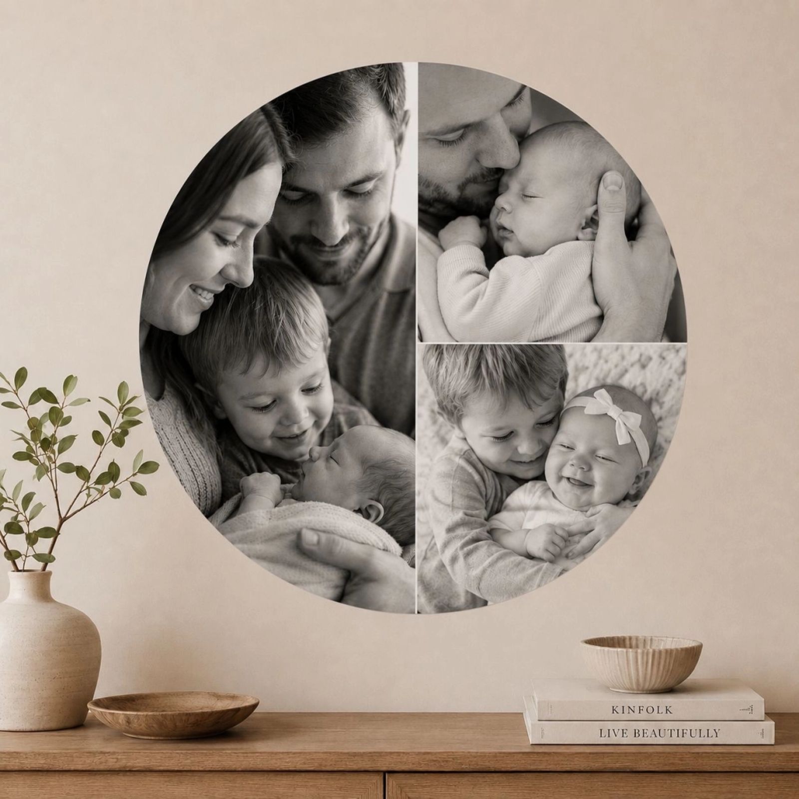 Väggdekal – Personligt Fotocollage Cirkel