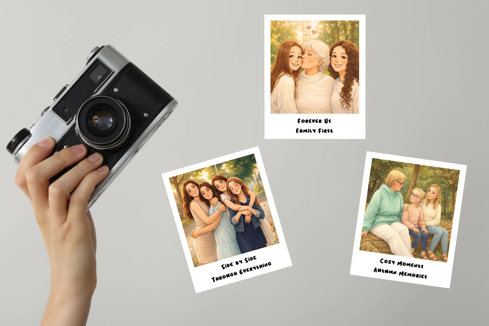 Polaroid Klistermärken Liten 6,5x8 cm – Sagobok AI, 16-pack