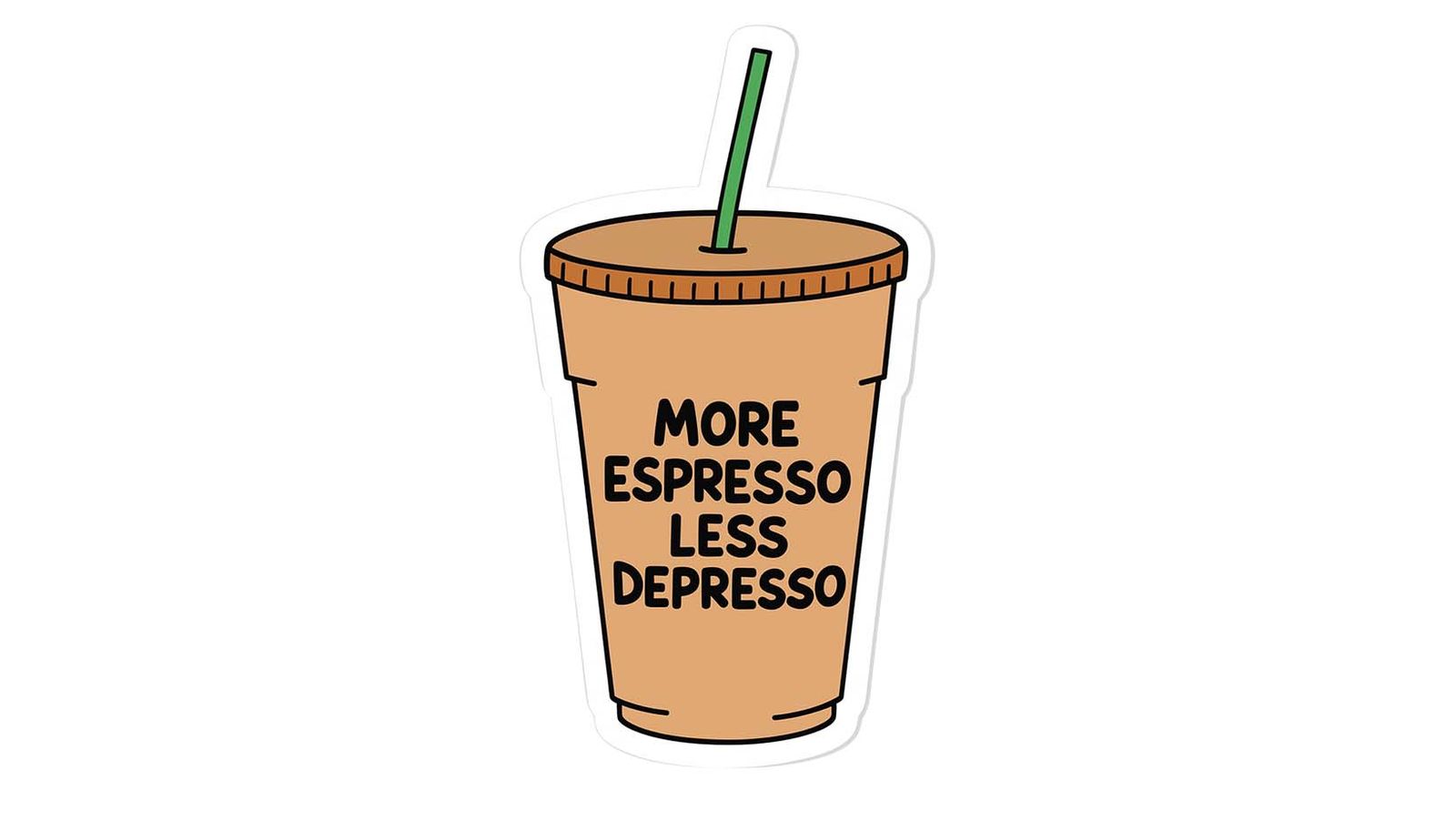 Klistermärke - Mer Espresso Mindre Depresso - 4 Klistermärken