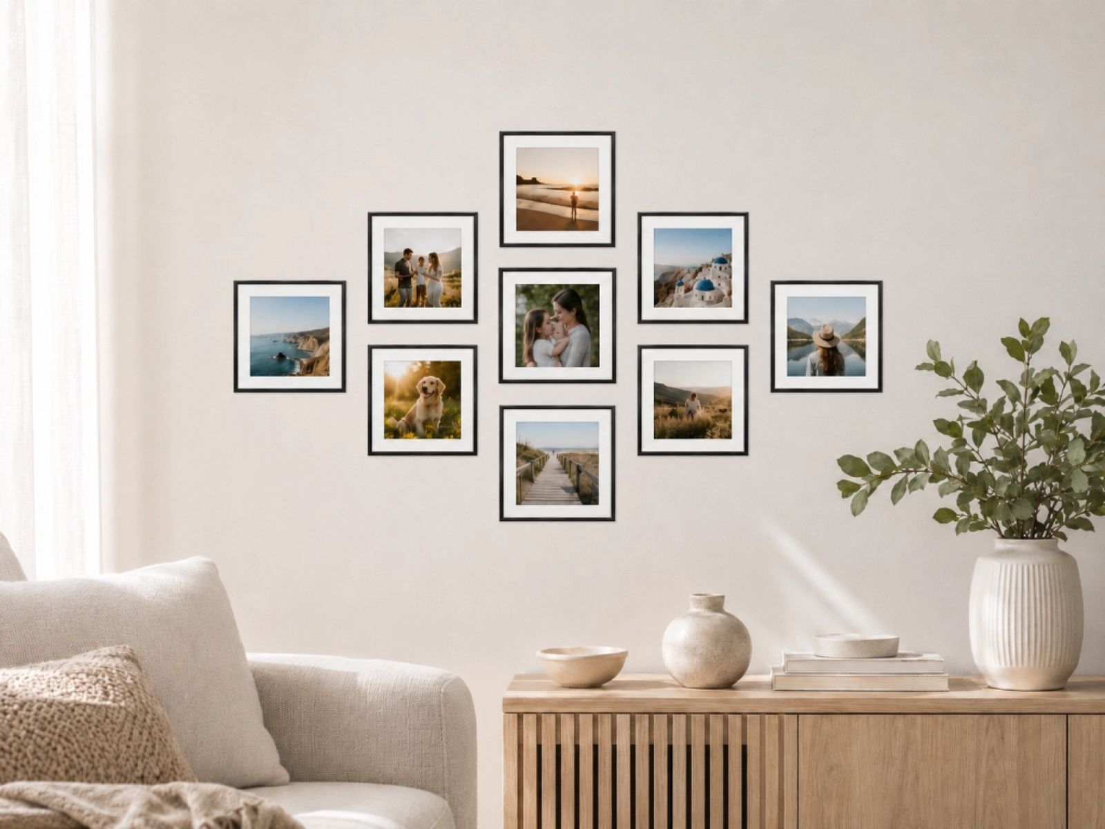 Väggdekor - Personlig / Svarta fotoramar – Set om 9