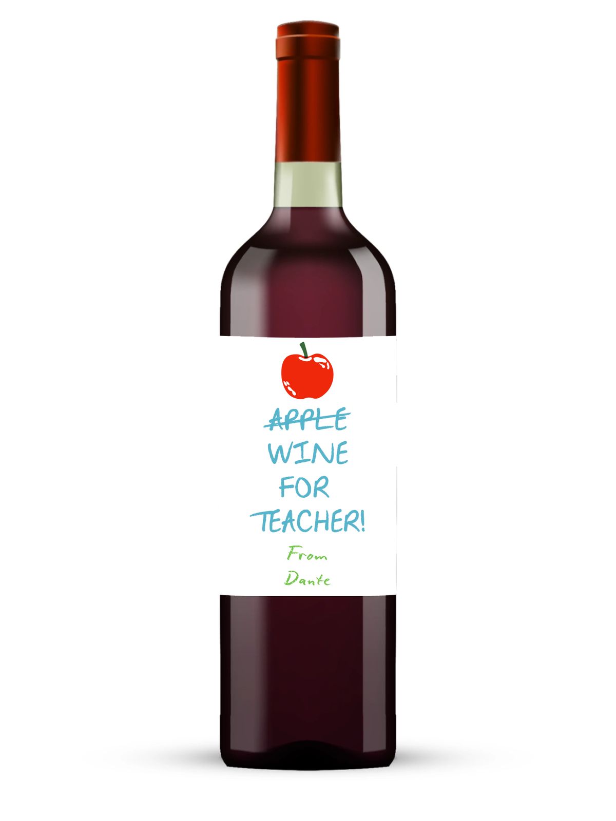 Personlig Flaskaetikett - Vin för lärare
