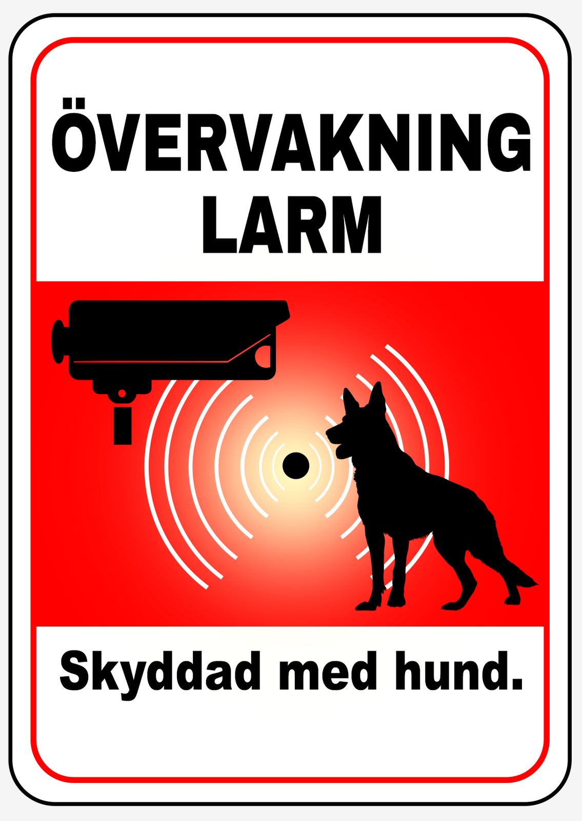 Klistermärke - Övervakningslarm Skyddad med Hund
