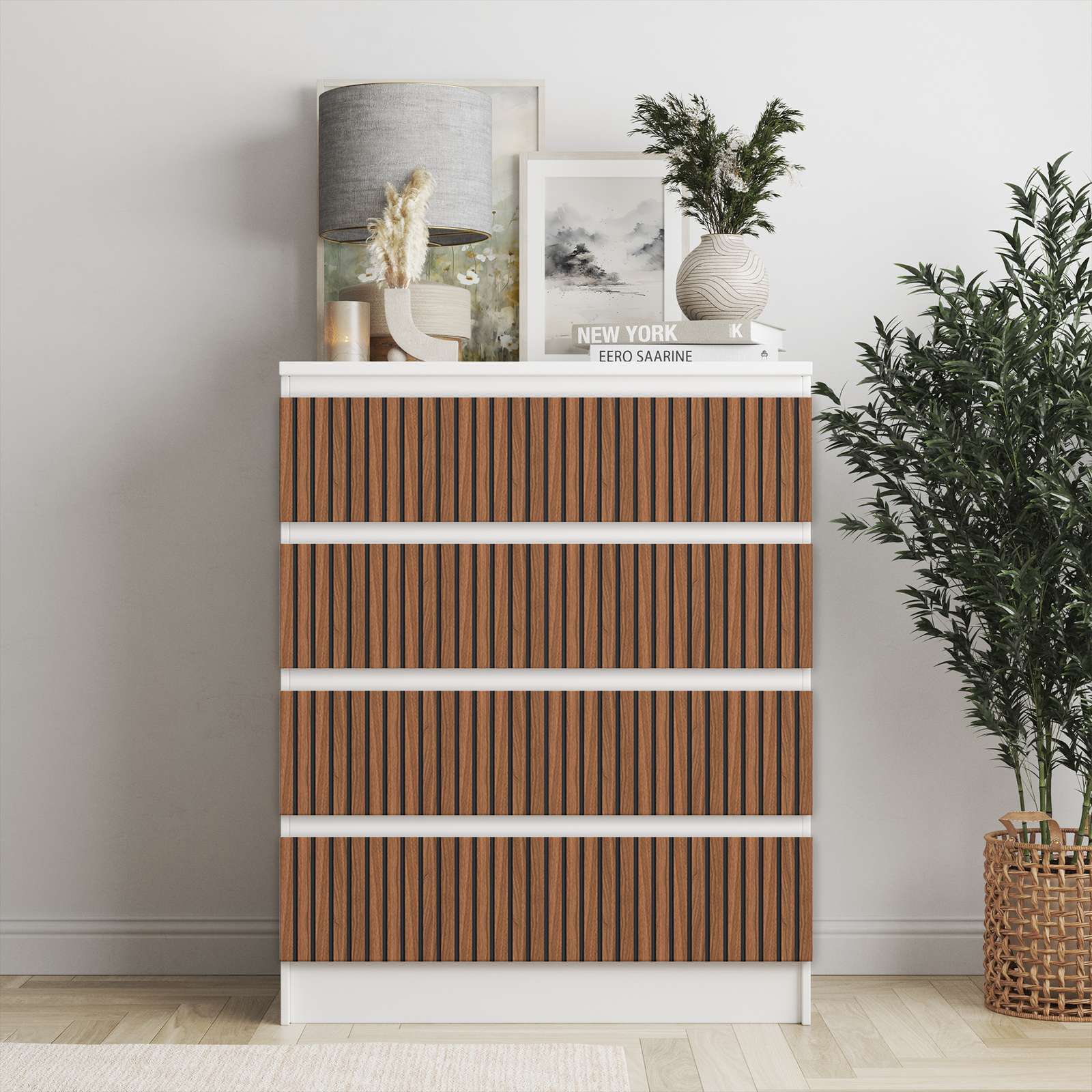 Självhäftande klistermärken – Ikea Malm Dekaler / Välj storlek / Fläckad valnöt