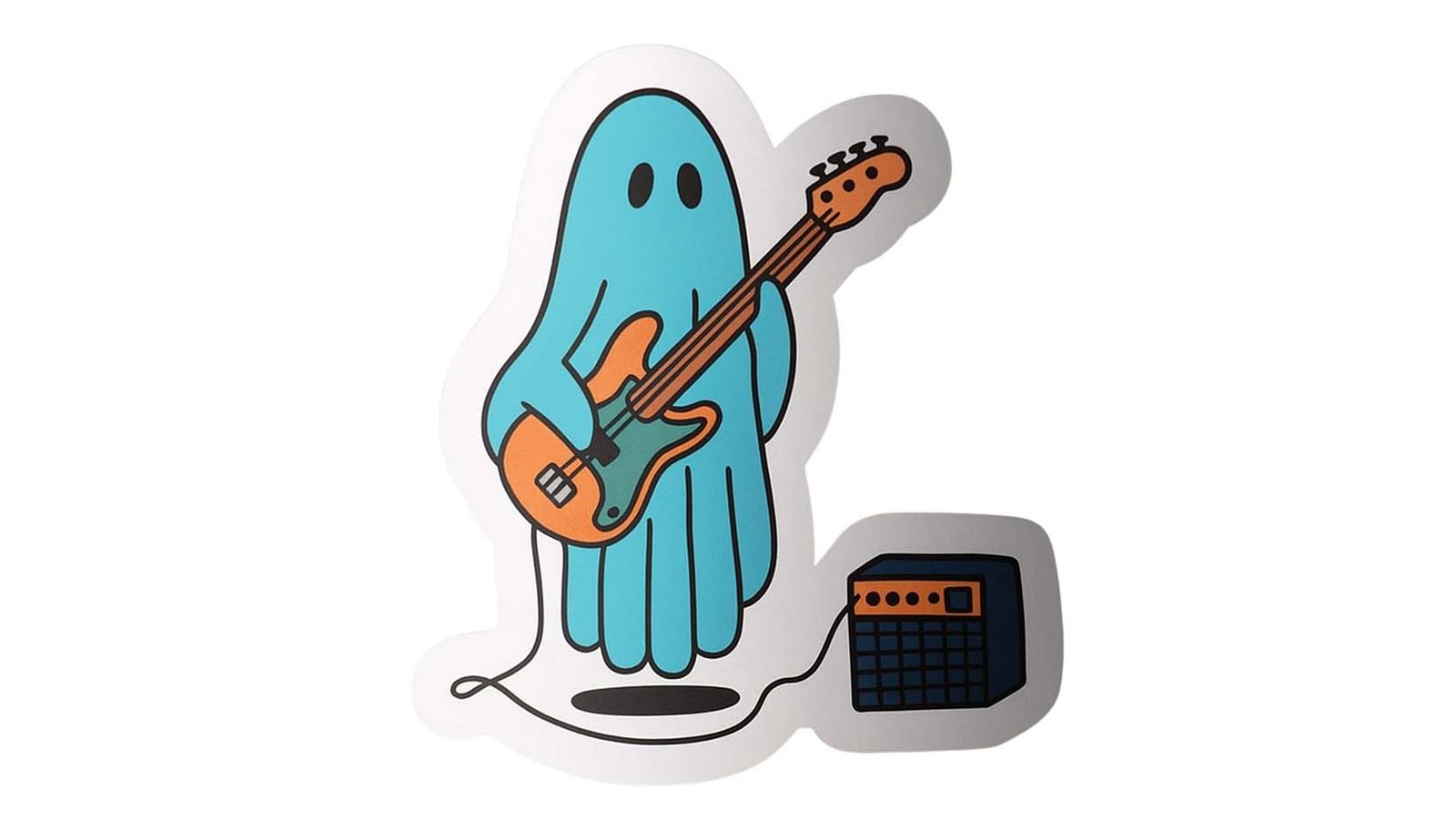 Klistermärke - Spöke som spelar gitarr - 4 klistermärken