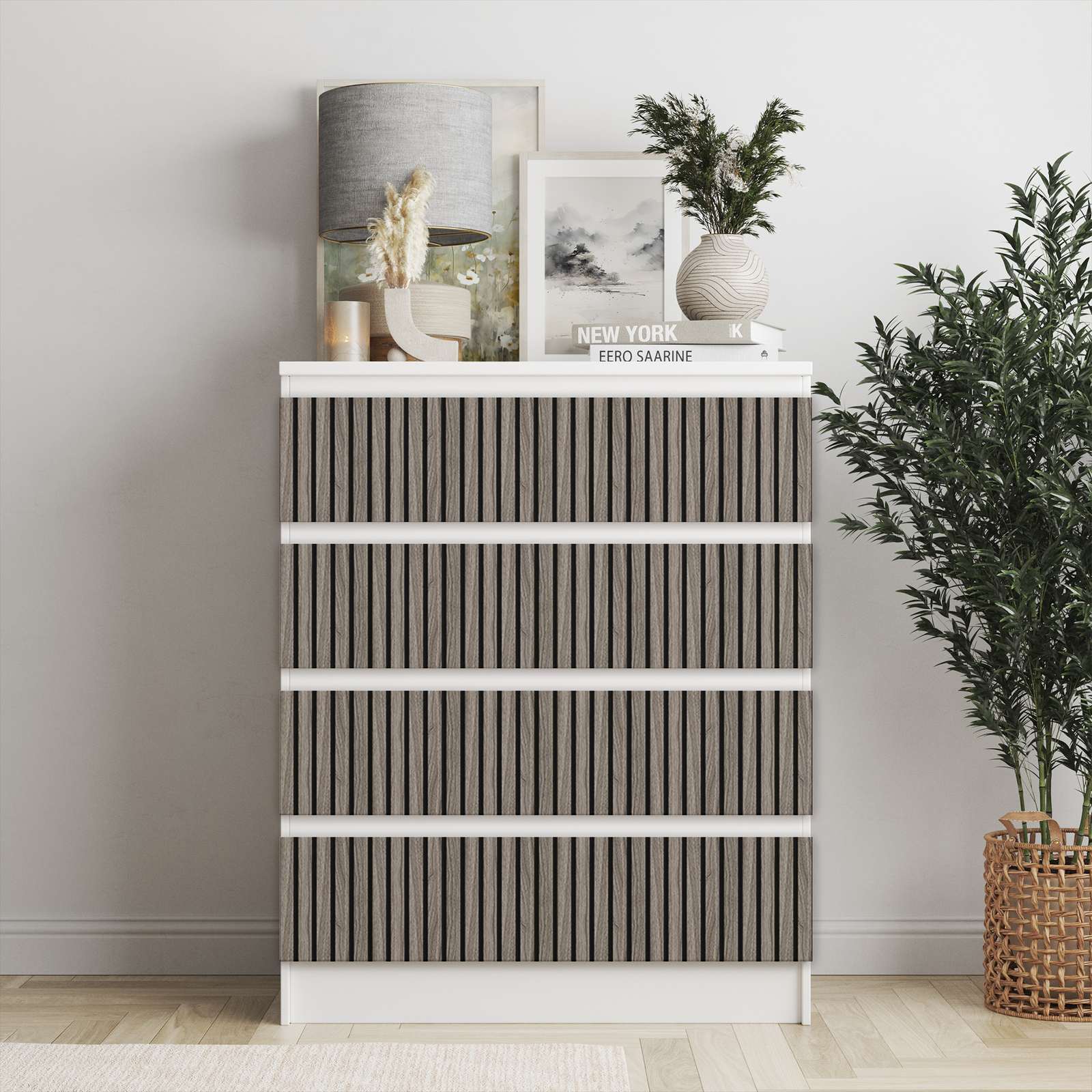Självhäftande klistermärken – Ikea Malm Dekaler / Välj storlek / Grå Ek