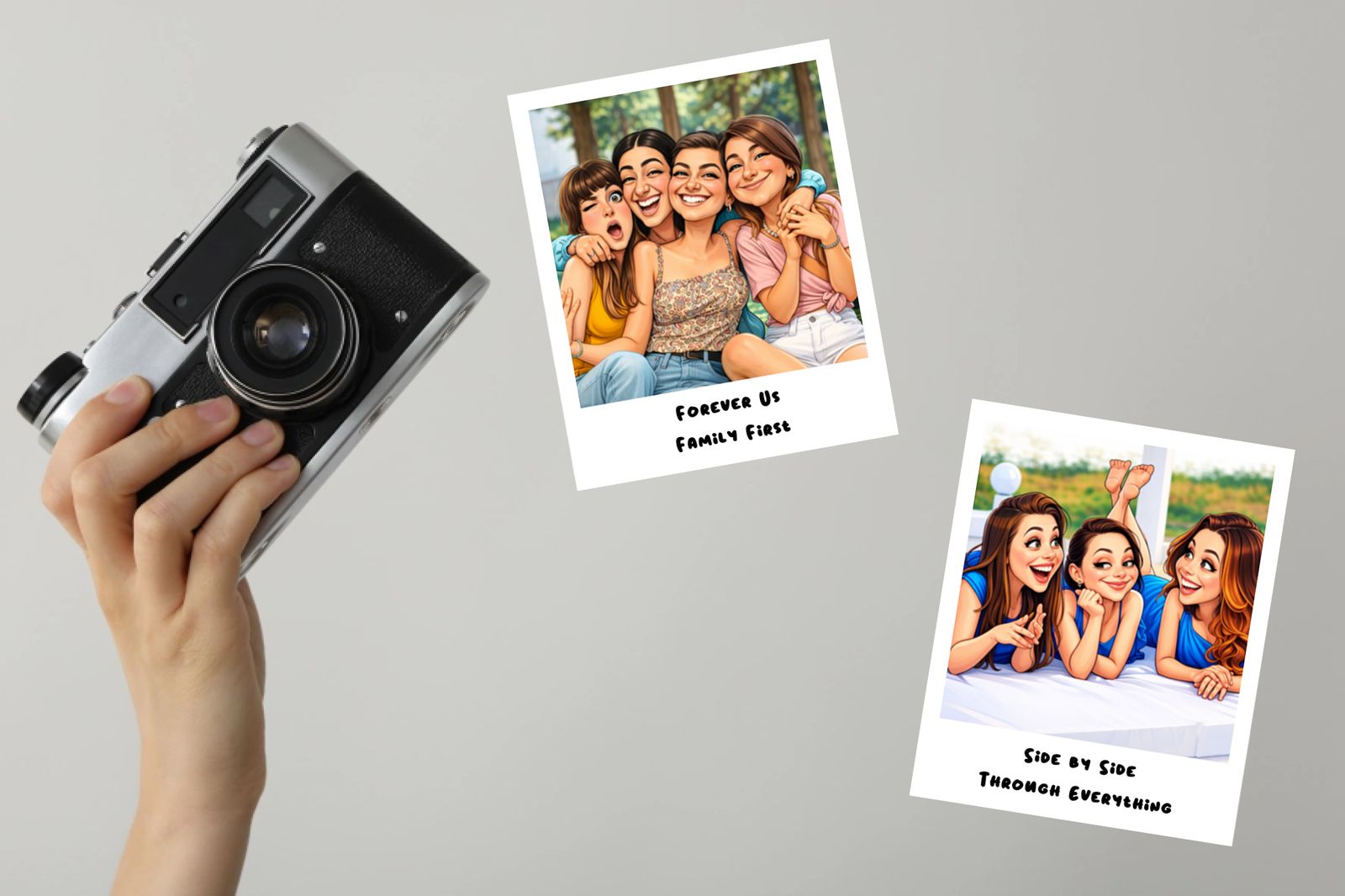Polaroid Klistermärken Stora 10,8x8,8 cm - Karikatyr AI, 16-pack