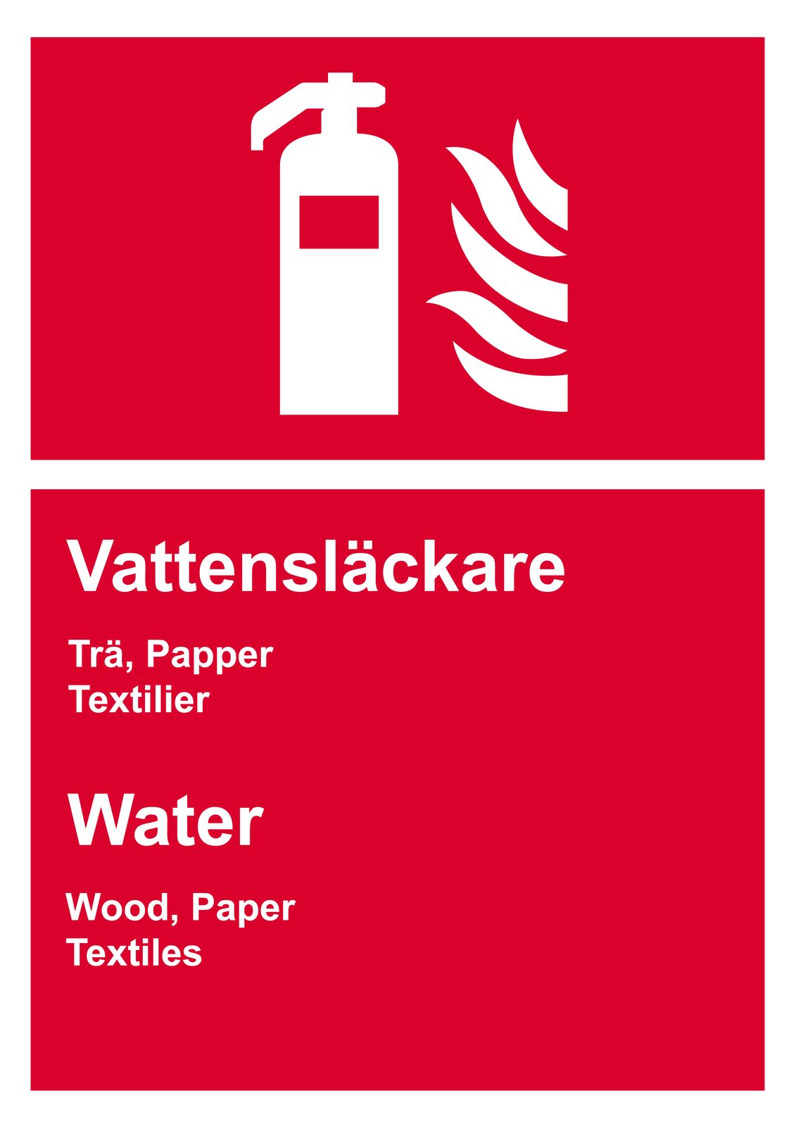 Klistermärke - Vatten Brandsläckare
