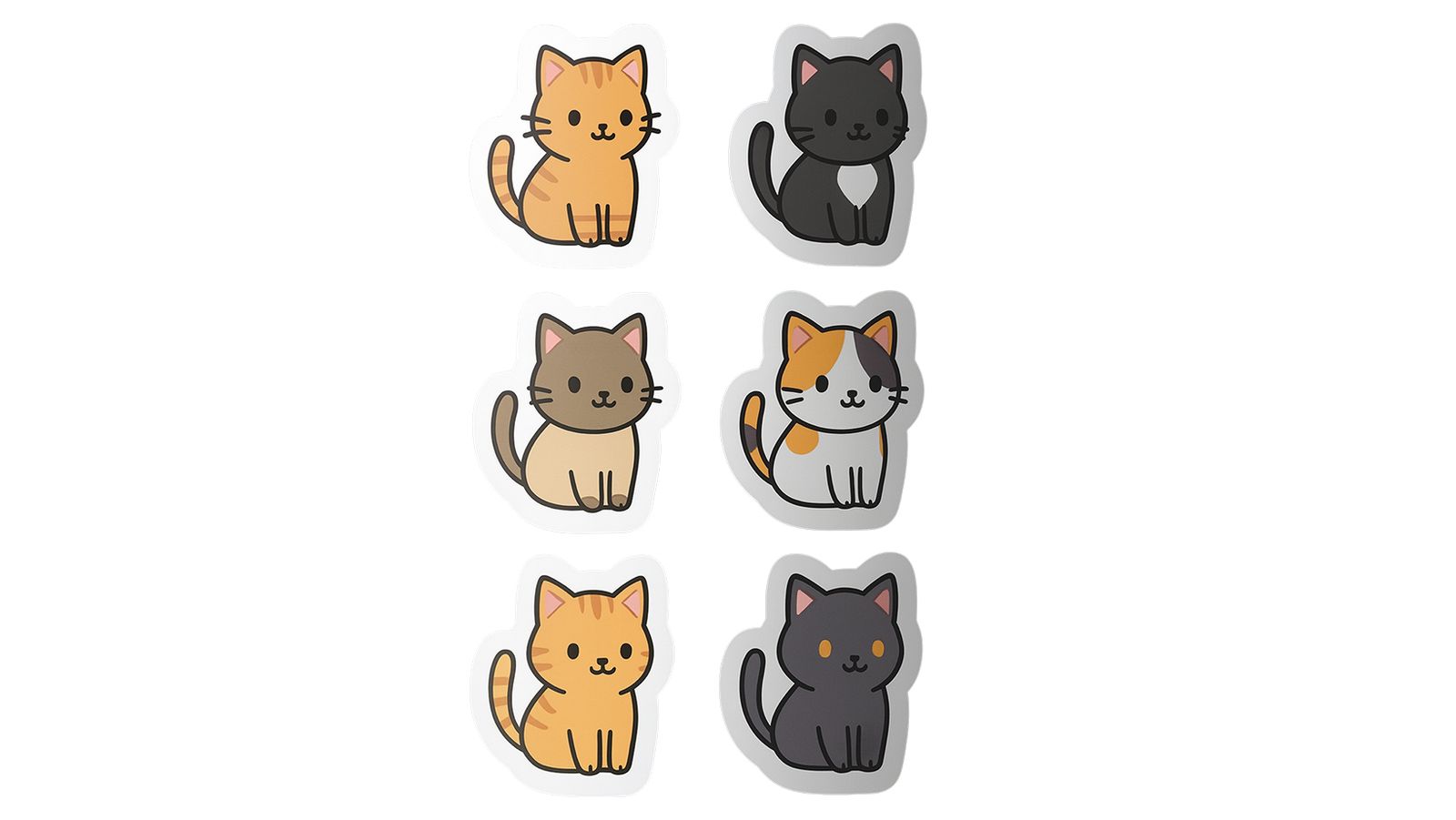 Klistermärke - Söta Kattungar Kollektion - 4 Klistermärken