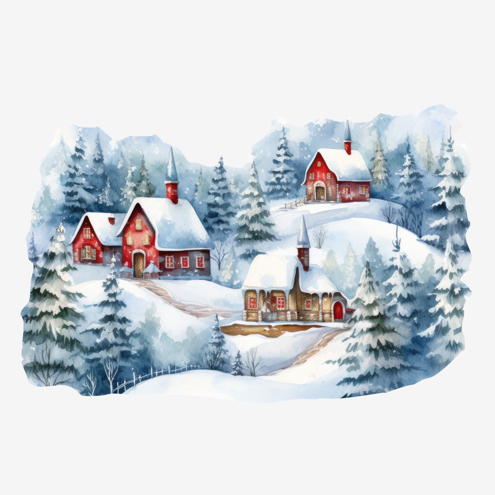 Scenisk Julklistermärke Vinterby