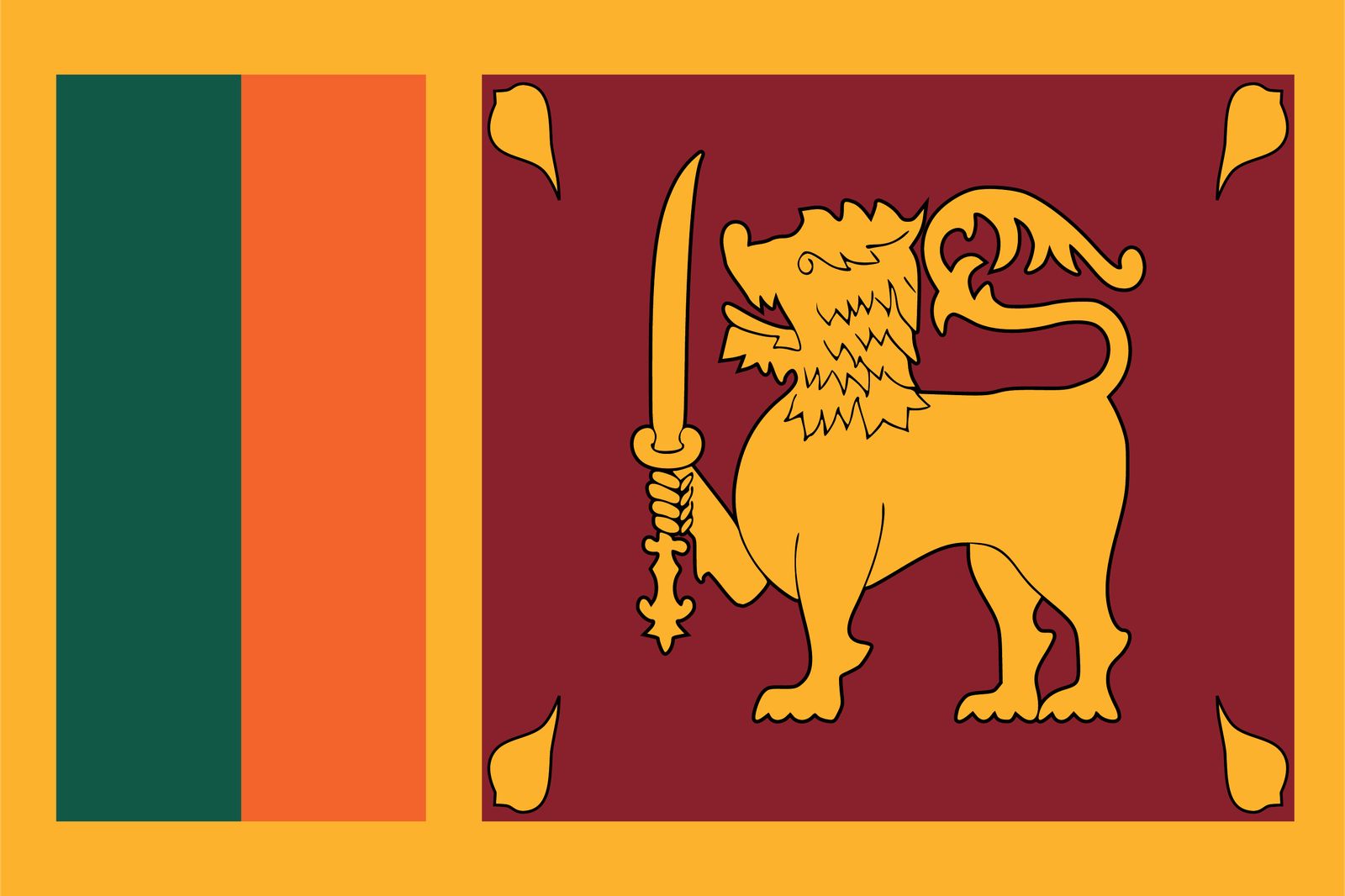 Sri Lanka Flagga - Klistermärke