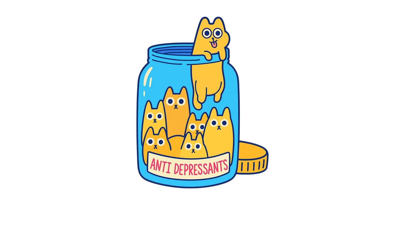 Klistermärke - Anti Depressants Cats - 4 Klistermärken