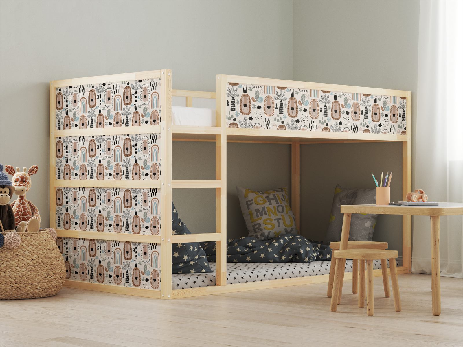 Självhäftande Klistermärken – för Ikea KURA-säng / - Klistermärke - Lejonmönster