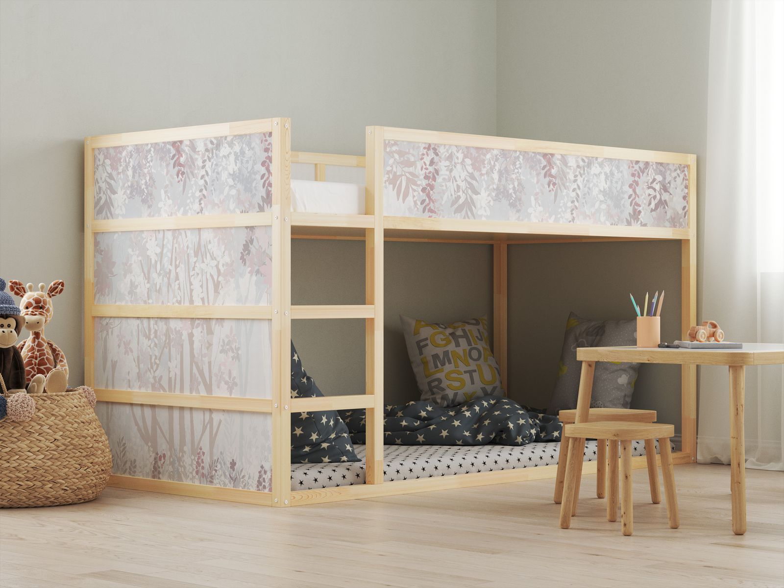 Självhäftande klistermärken – för Ikea KURA säng / - Klistermärke - Skogsdesign