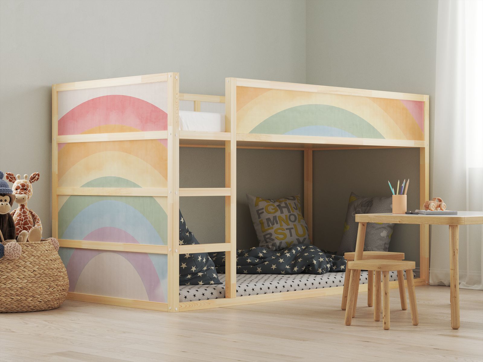 Självhäftande Klistermärken – för Ikea KURA säng / - Klistermärke - Regnbågsdesign