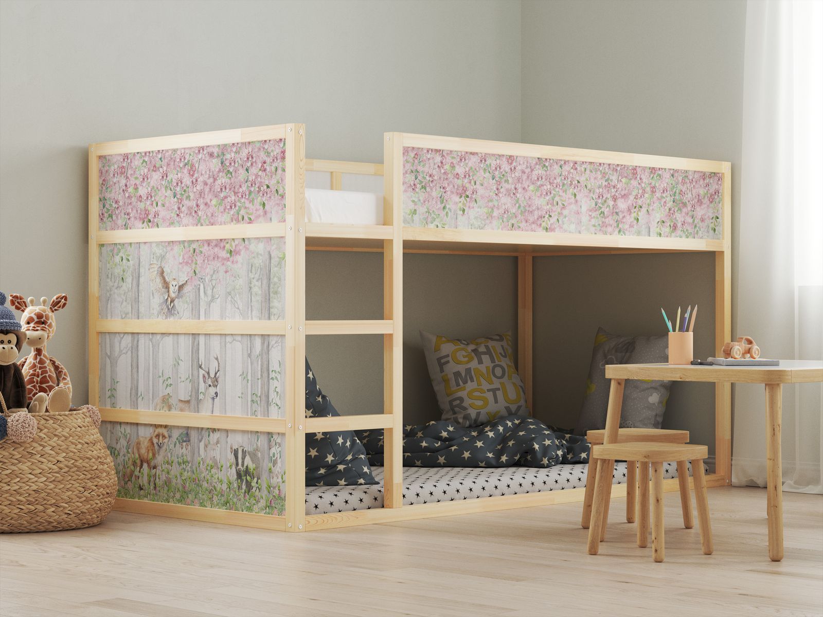 Självhäftande Klistermärken – för Ikea KURA säng / - Klistermärke - Skogsdesign
