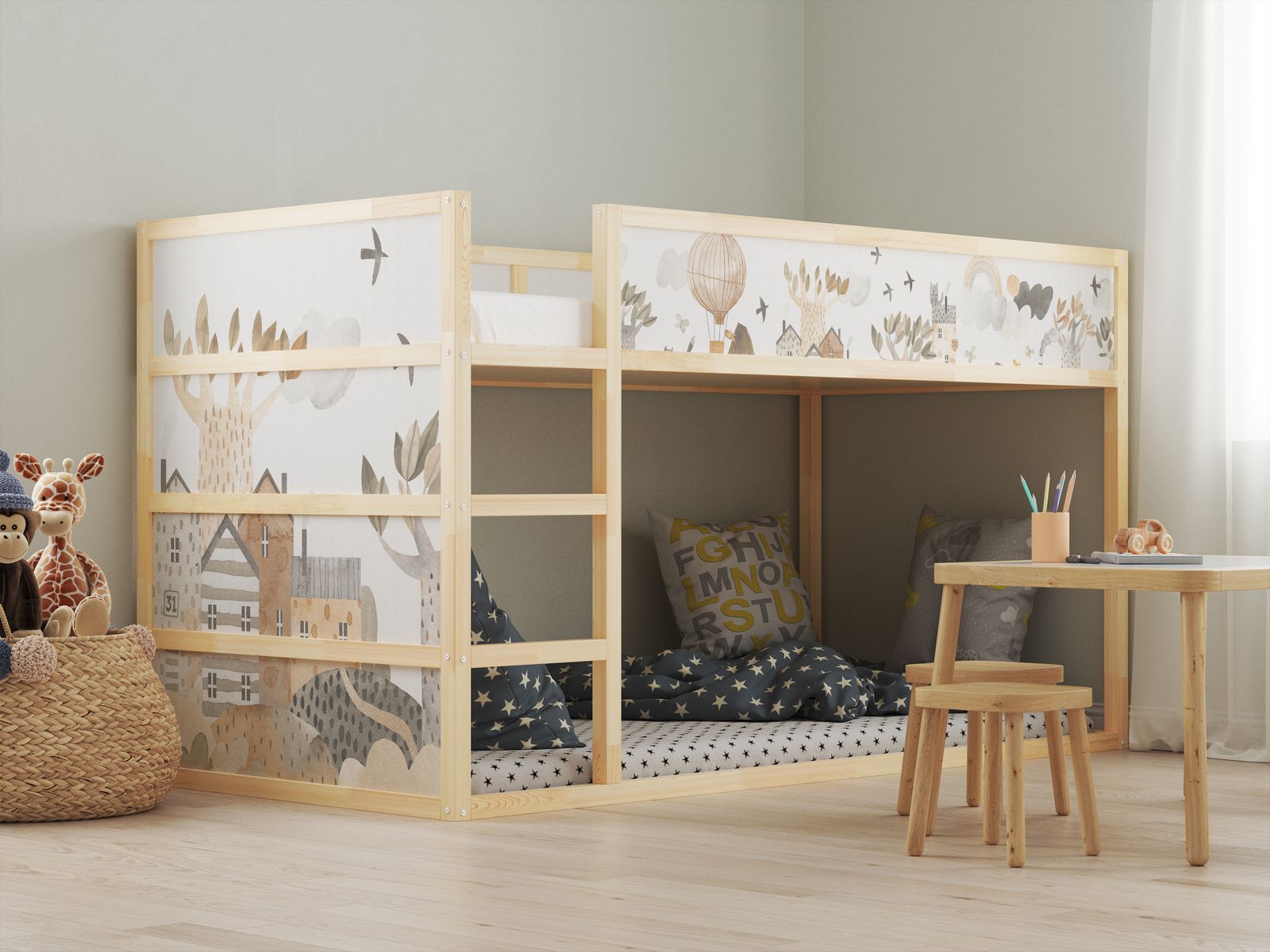 Självhäftande klistermärken – för Ikea KURA-säng / - Klistermärke - Naturtema