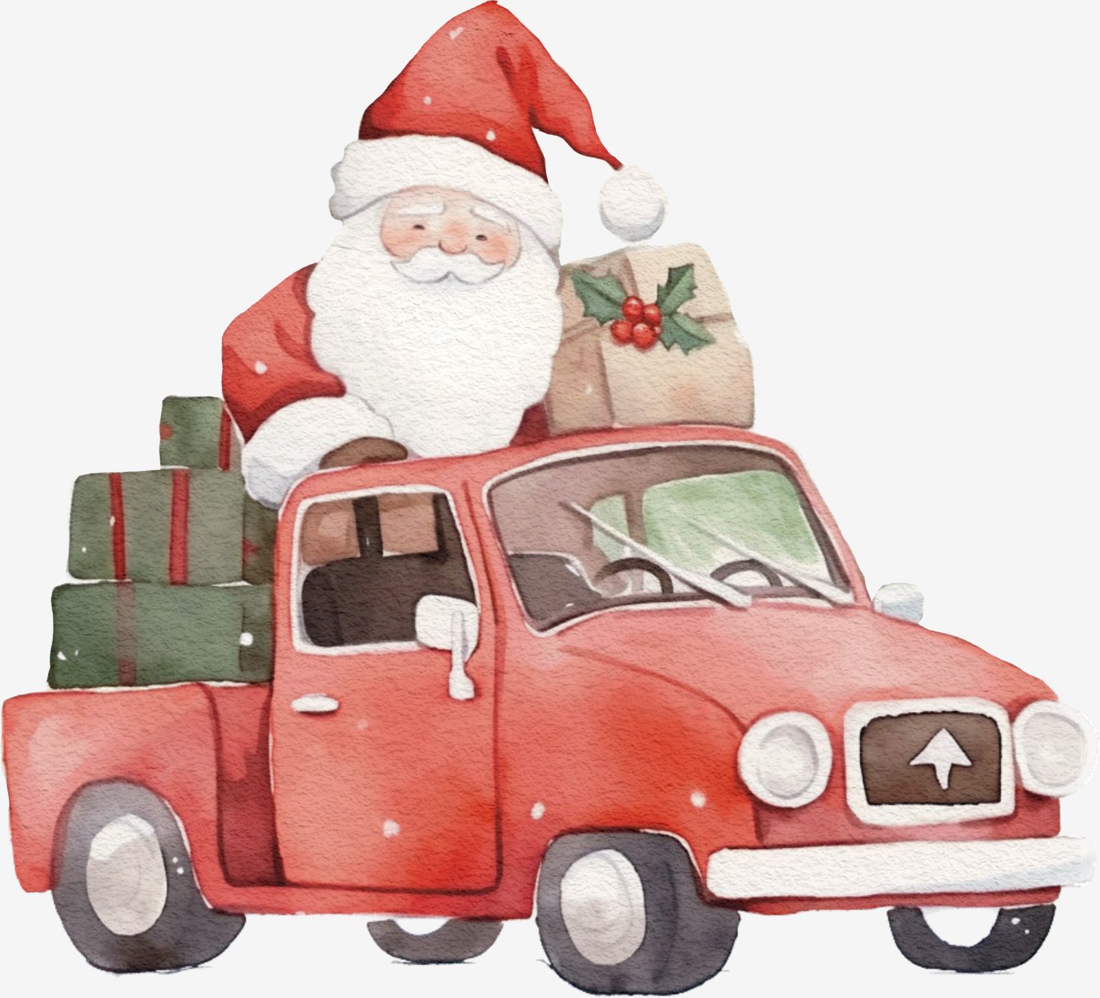Tomte på Röd Lastbil Klistermärke