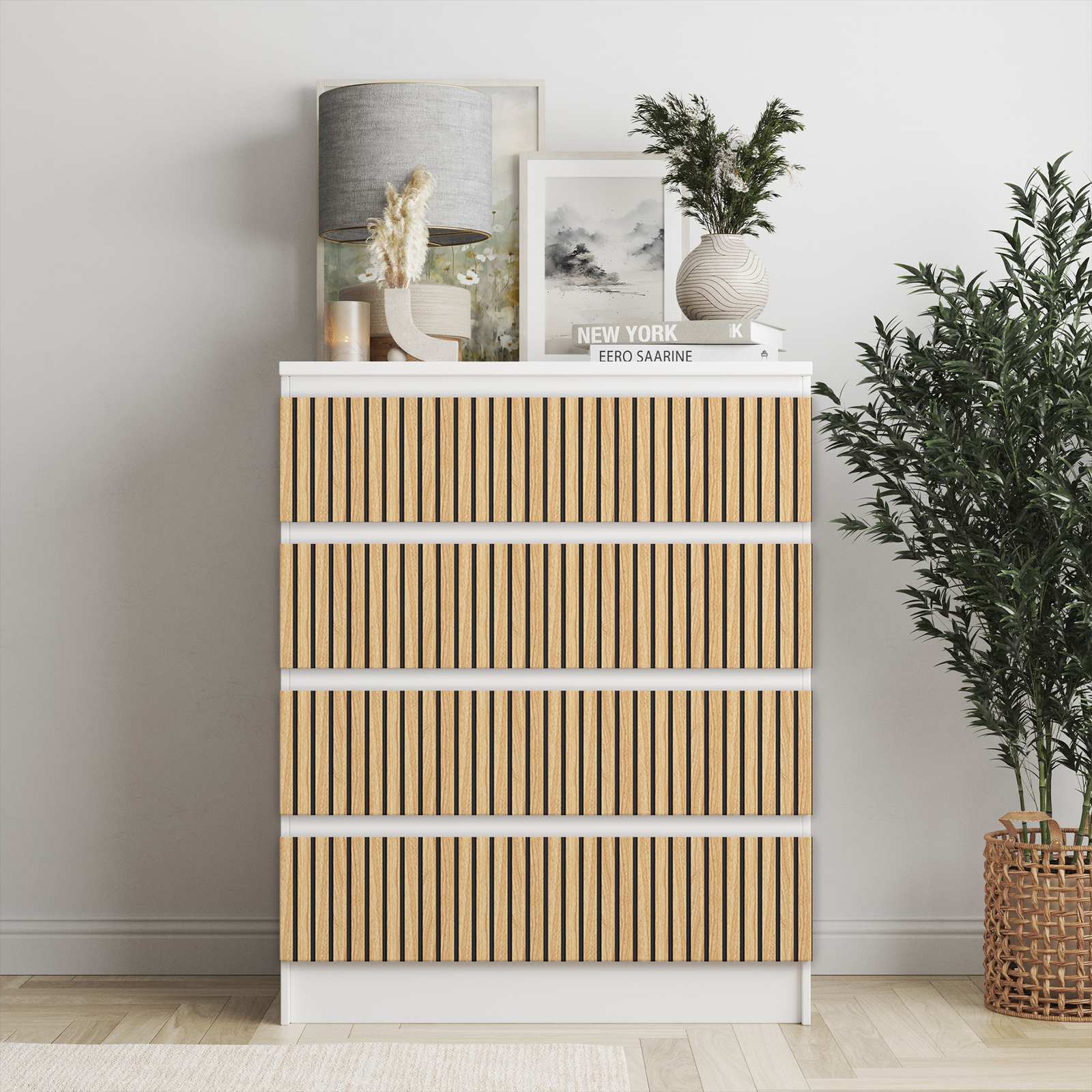 Självhäftande klistermärken – Ikea Malm Dekaler / Välj storlek / Naturlig Ek