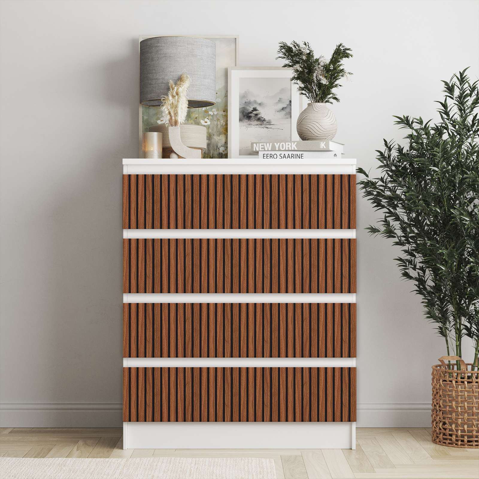 Självhäftande klistermärken – Ikea Malm Dekaler / Välj storlek / Oljad valnöt