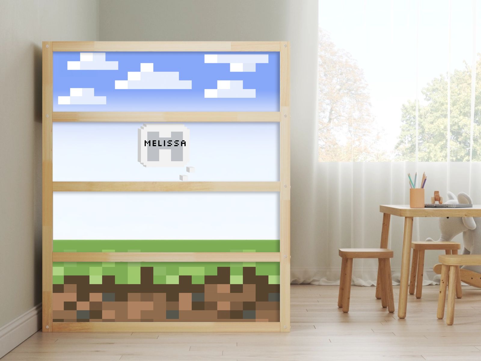 Självhäftande klistermärken - för Ikea KURA säng / Personlig Minecraft