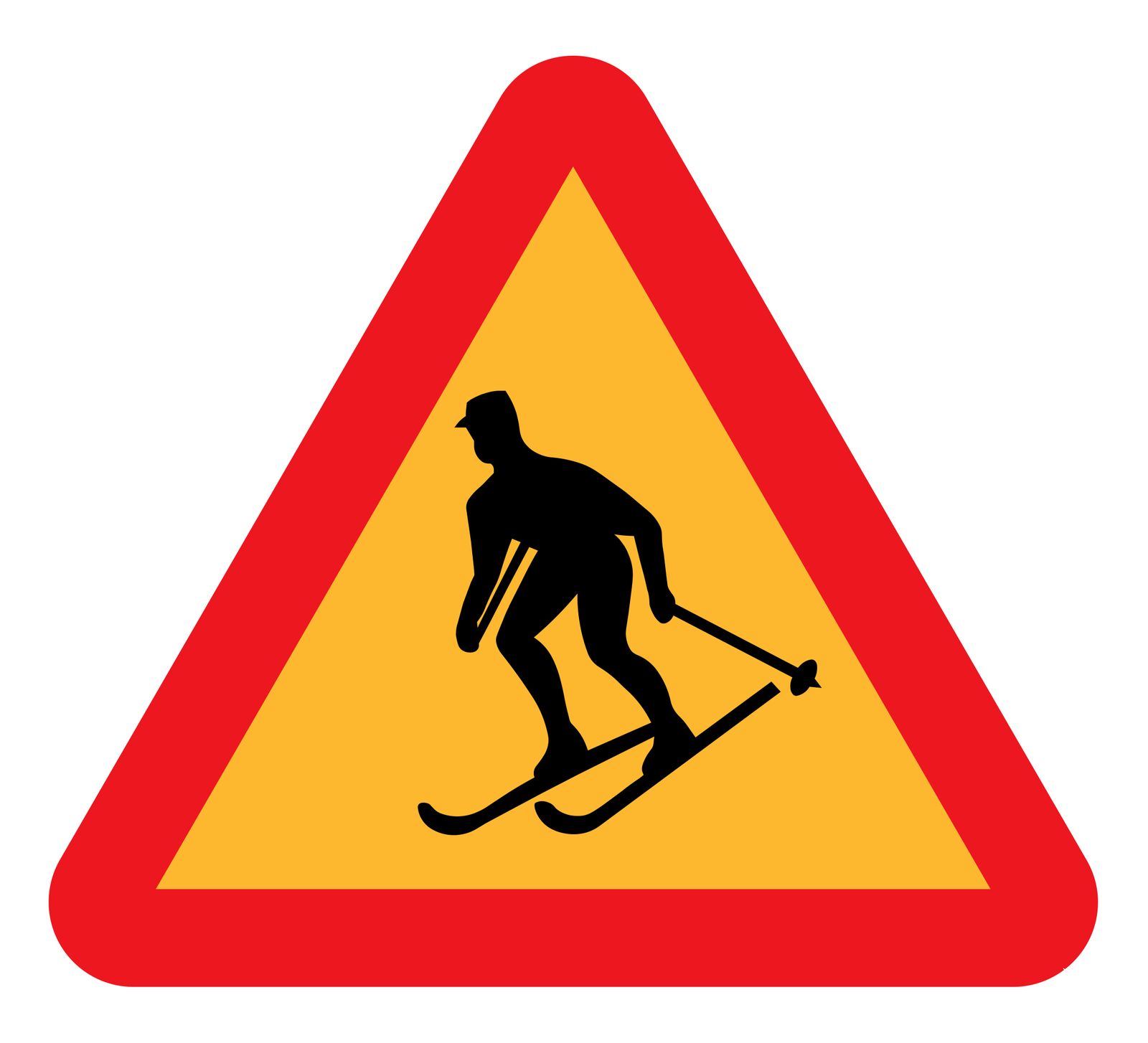 Klistermärke - Varningsskylt Skidåkning