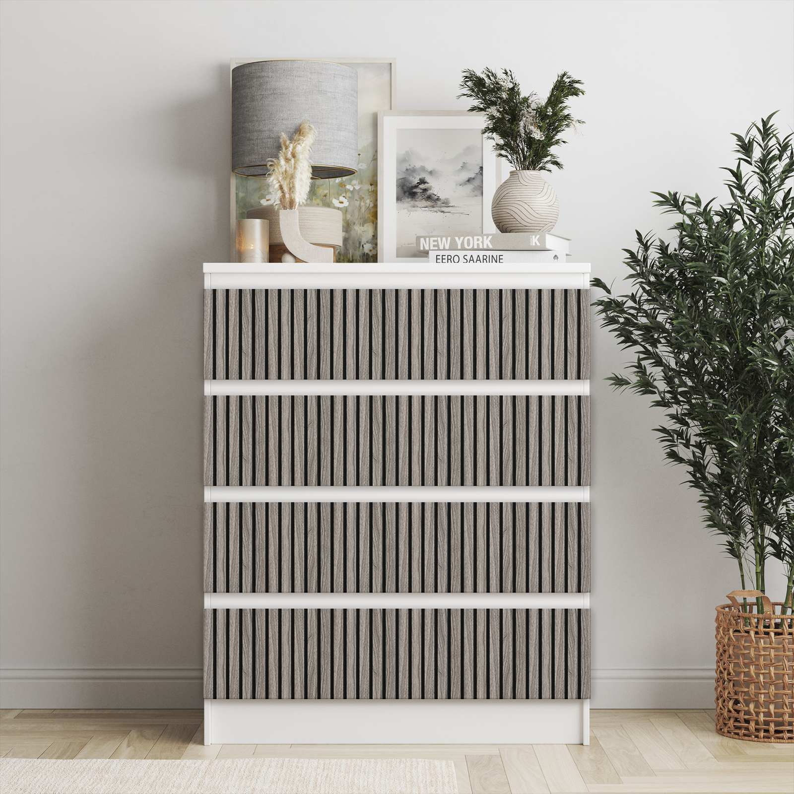 Självhäftande klistermärken – Ikea Malm Dekaler / Välj Storlek / Oljad Ek Grå