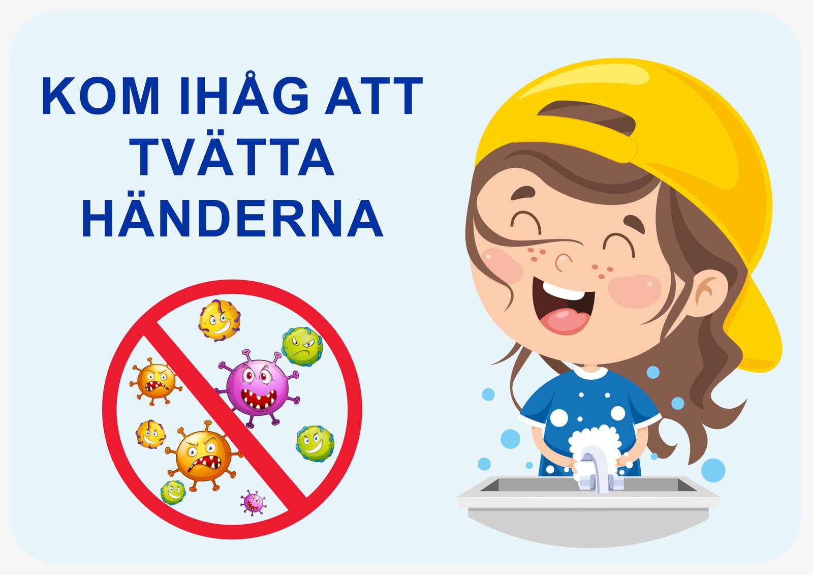 Klistermärke - Kom ihåg att Tvätta Händerna