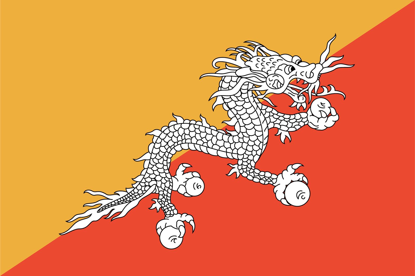 Bhutan Flagga - Klistermärke