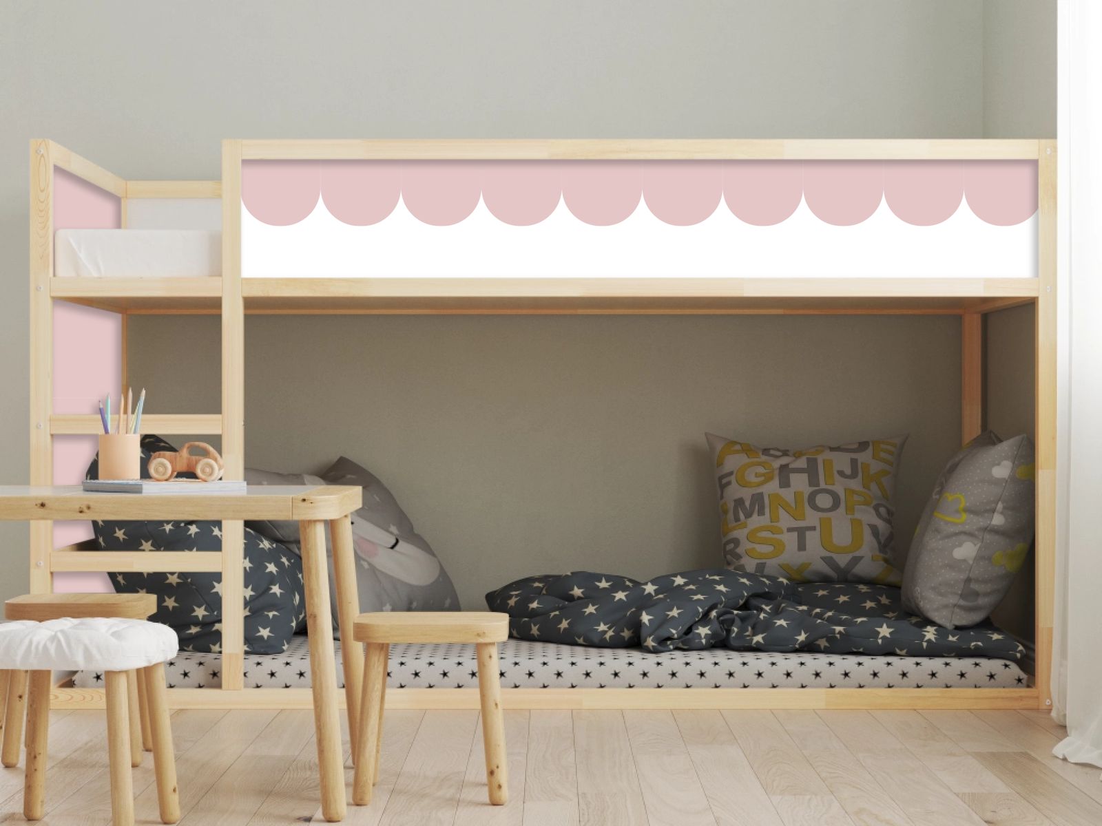 Självhäftande klistermärken – för Ikea KURA säng / Scallop design
