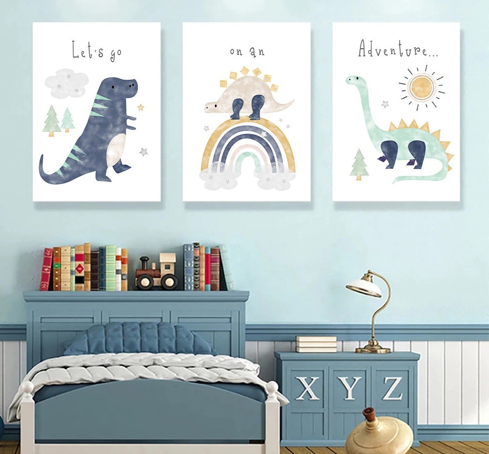 Posters - Dinosaurier / Let's go on an Adventure / Set om 3