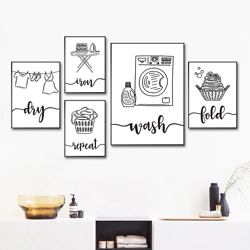 Posters - Tvätt Citat / Set med 5