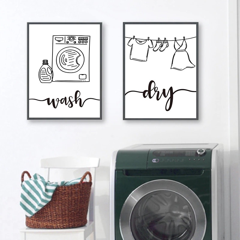 Affisch - Tvätt / Wash, Dry / set med 2