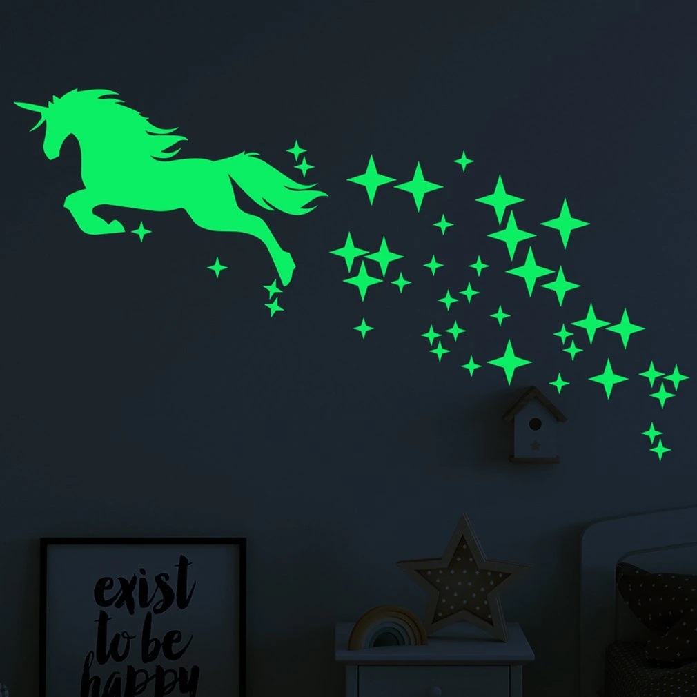 Väggklistermärken - Unicorn / Glow in the Dark