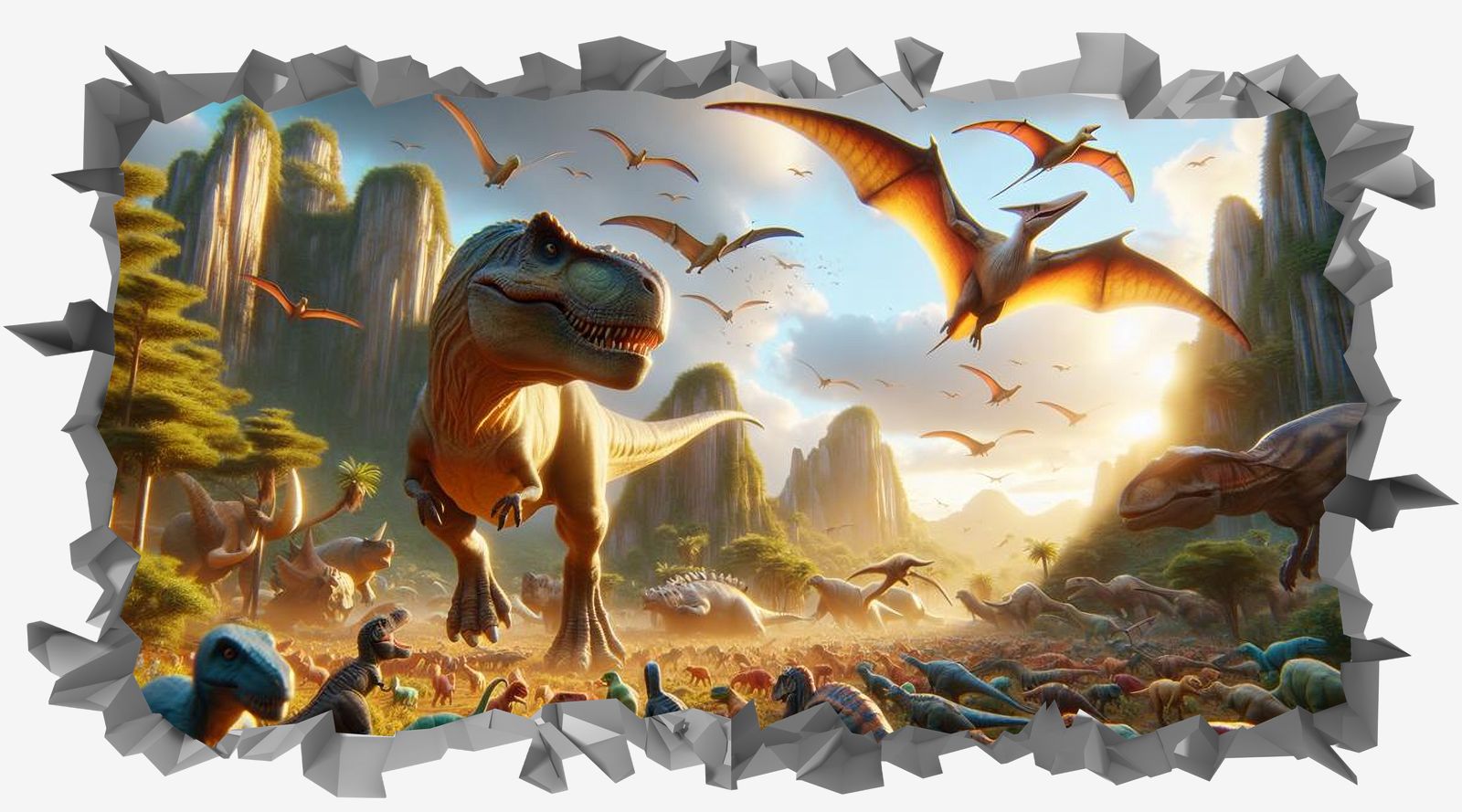 Väggdekal / Rektangel - Dinosaurieäventyr
