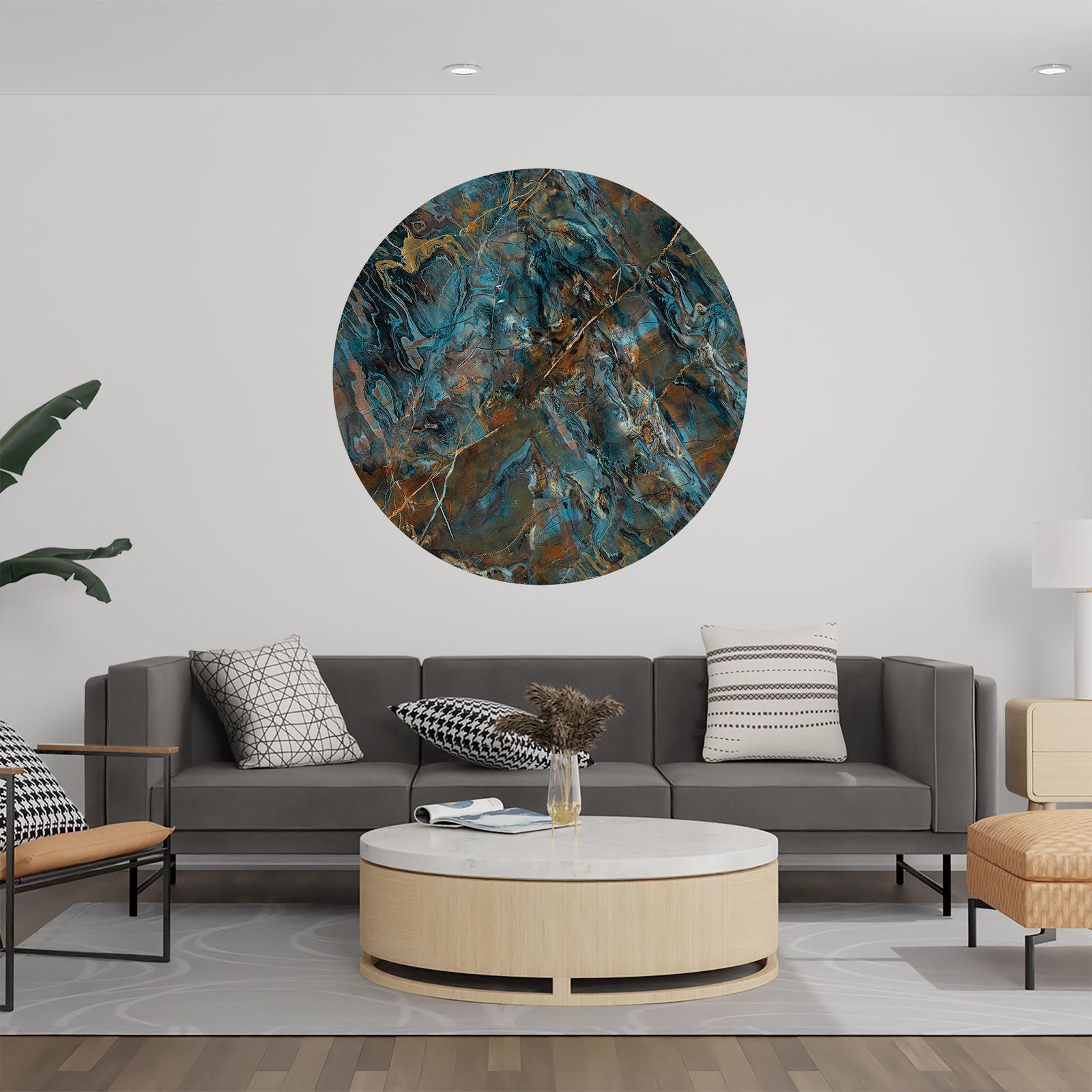 Väggklistermärke / Cirkel - Abstrakt Marmor Design