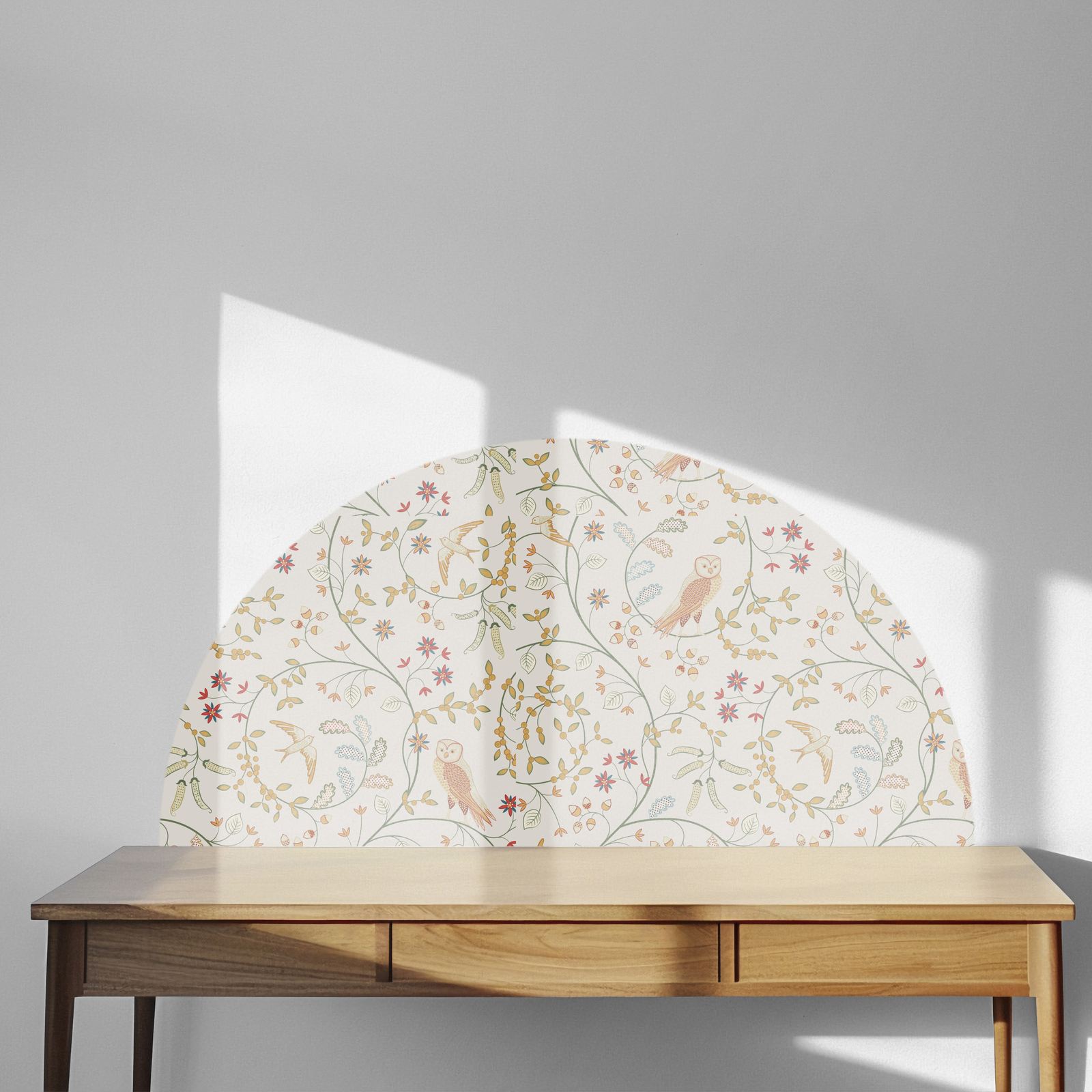 Väggklistermärke - Uggla och Blommigt Motiv