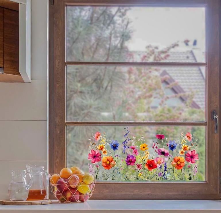 Väggdekal - Färgglad Blomsterträdgård