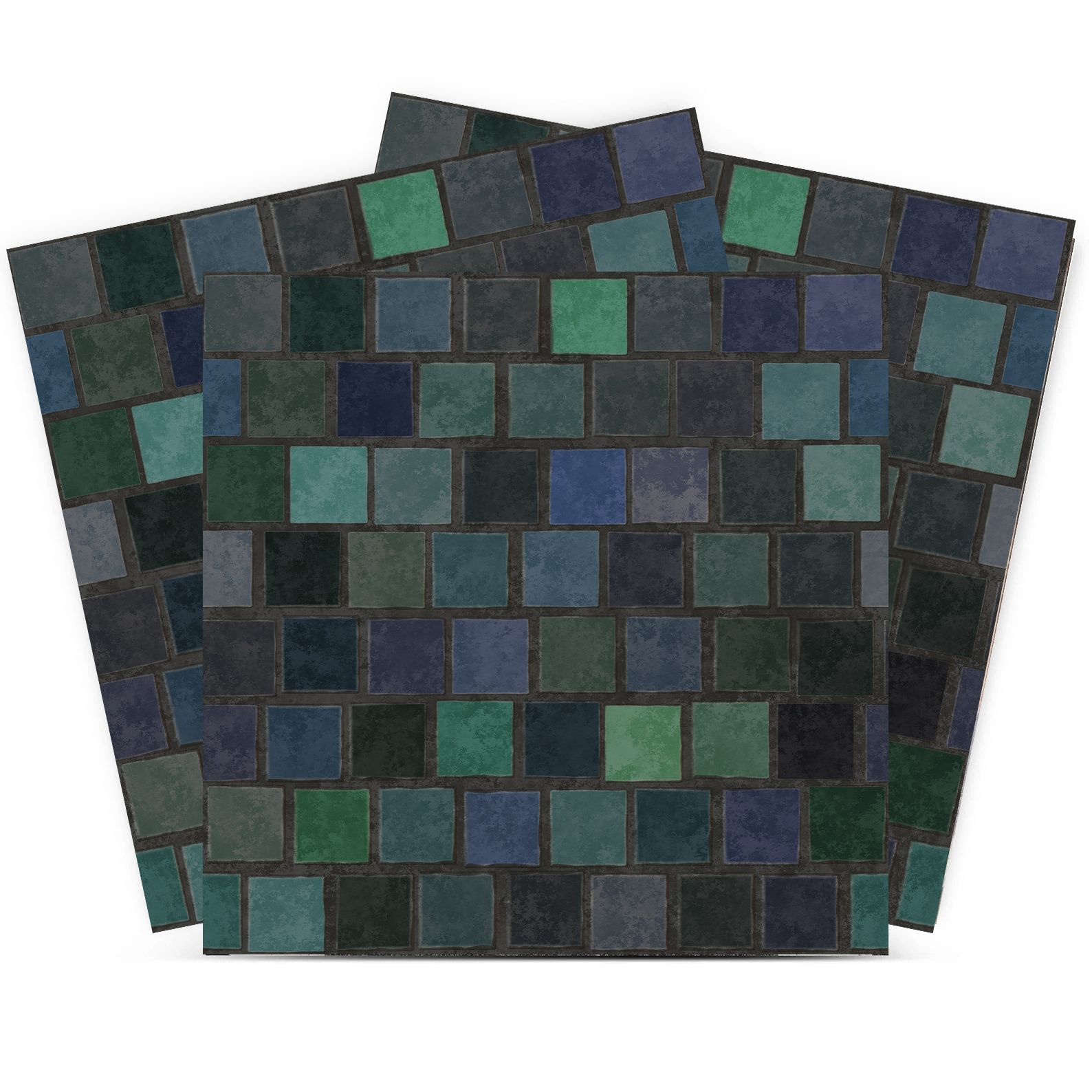 Kakelklistermärke - Grön Blå Mosaik / 24 st