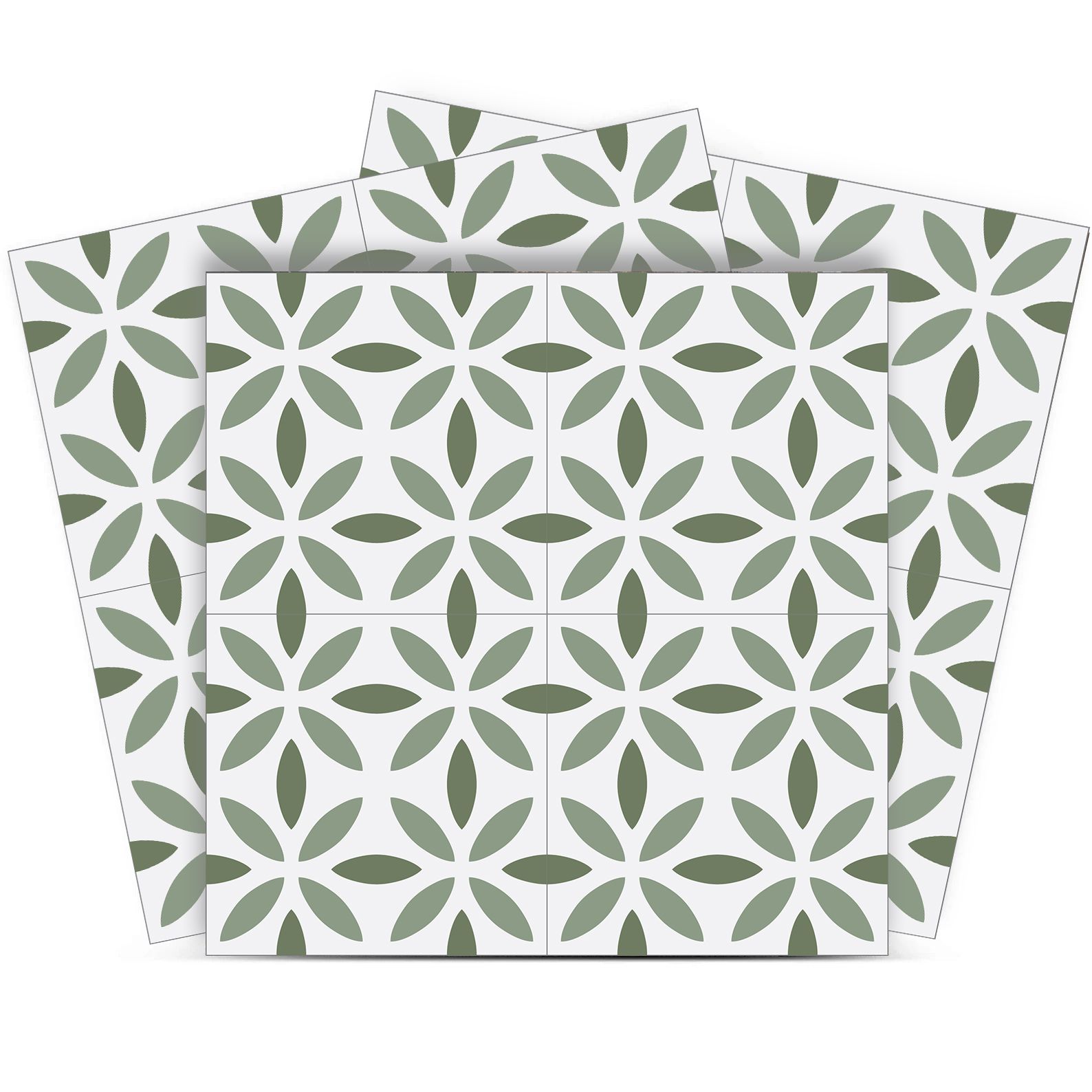 Kakelklistermärke - Grön Blommönster / 24 st
