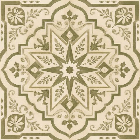 Kakelklistermärken - Grön vintage blommig
