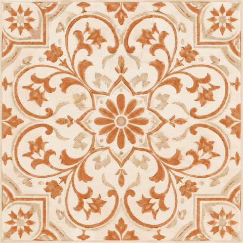 Kakelklistermärken - Orange vintage blommig