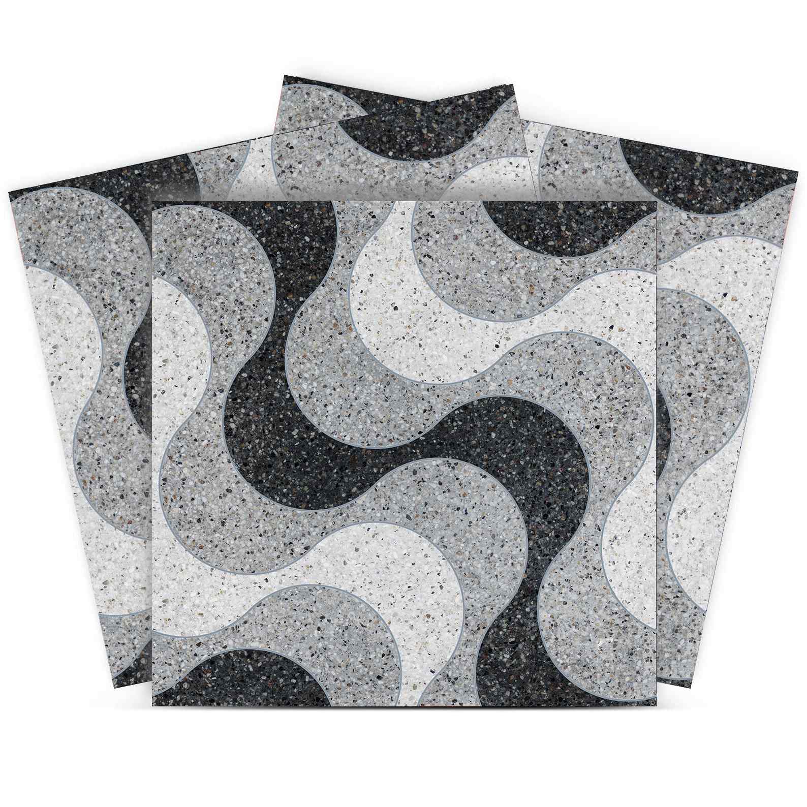 Kakelklistermärke / Monochrome Wave Pattern / 24 st