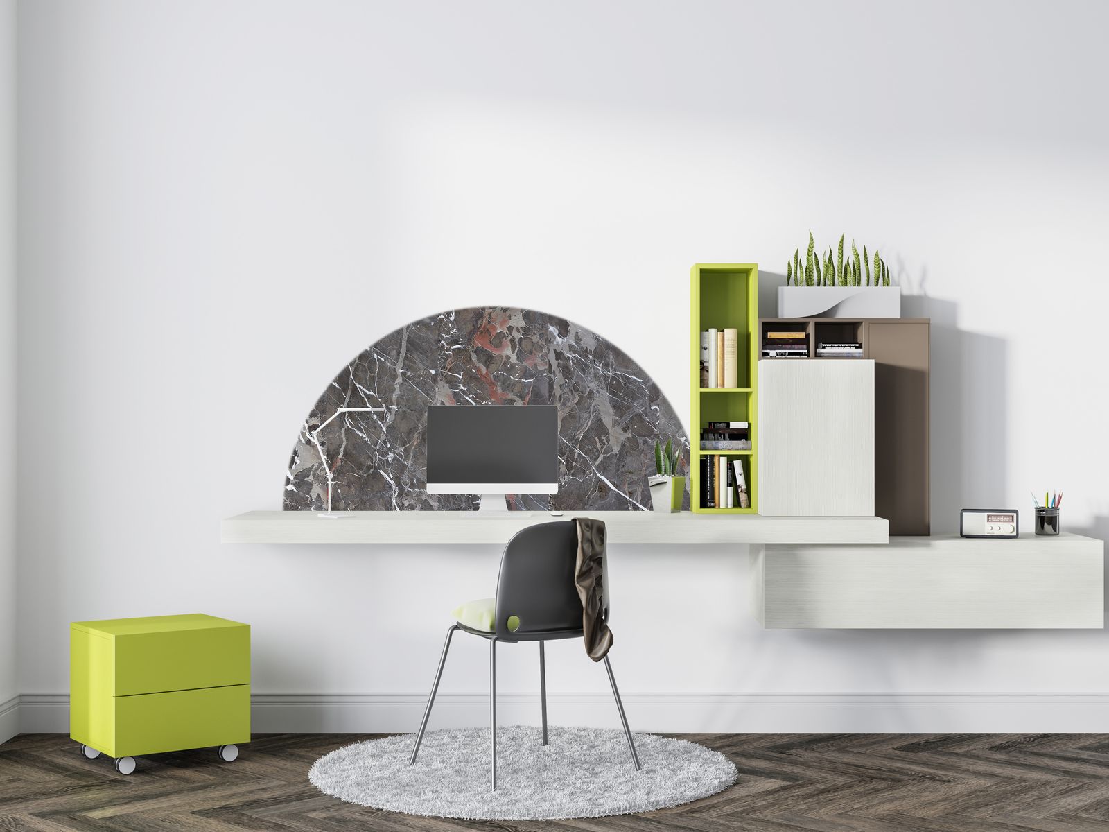 Väggklistermärke / Halvcirkel - Marmordesign