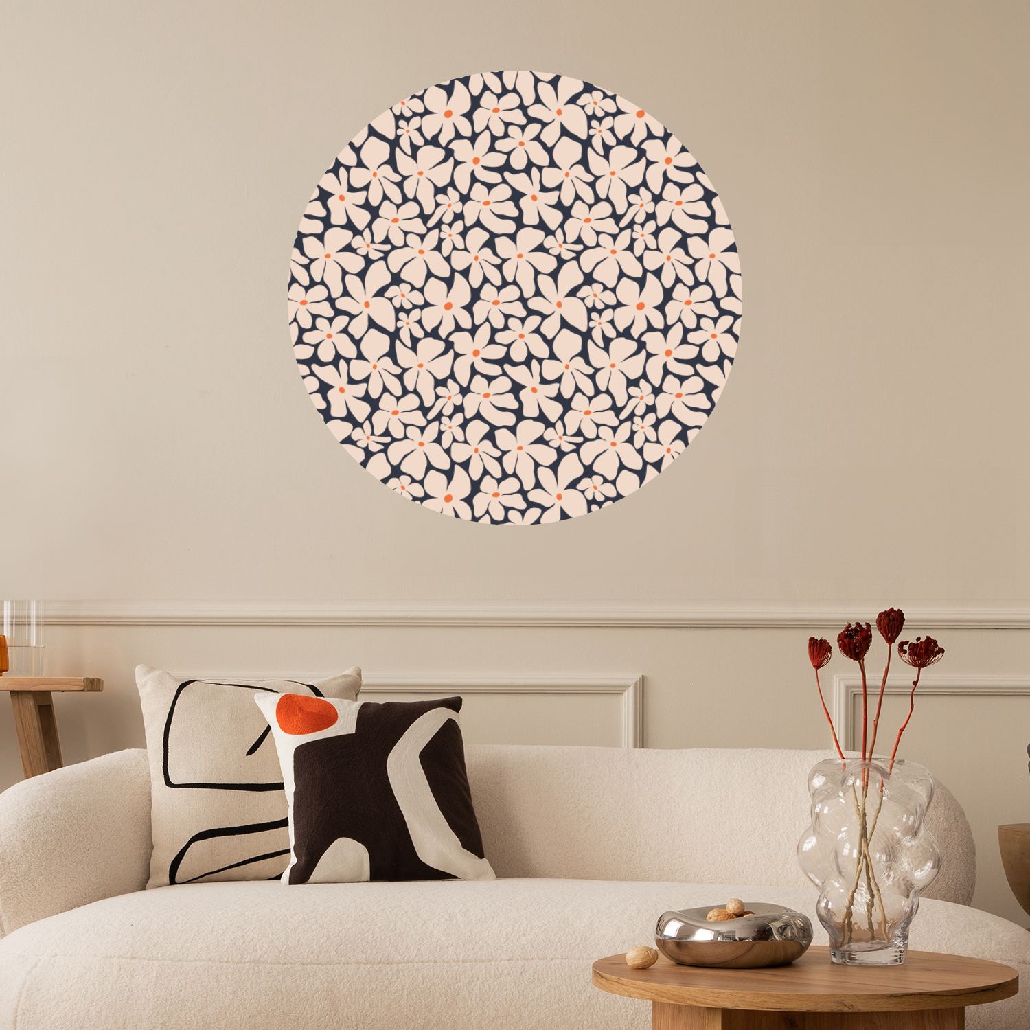Väggdekal / Cirkel - Blommig Design