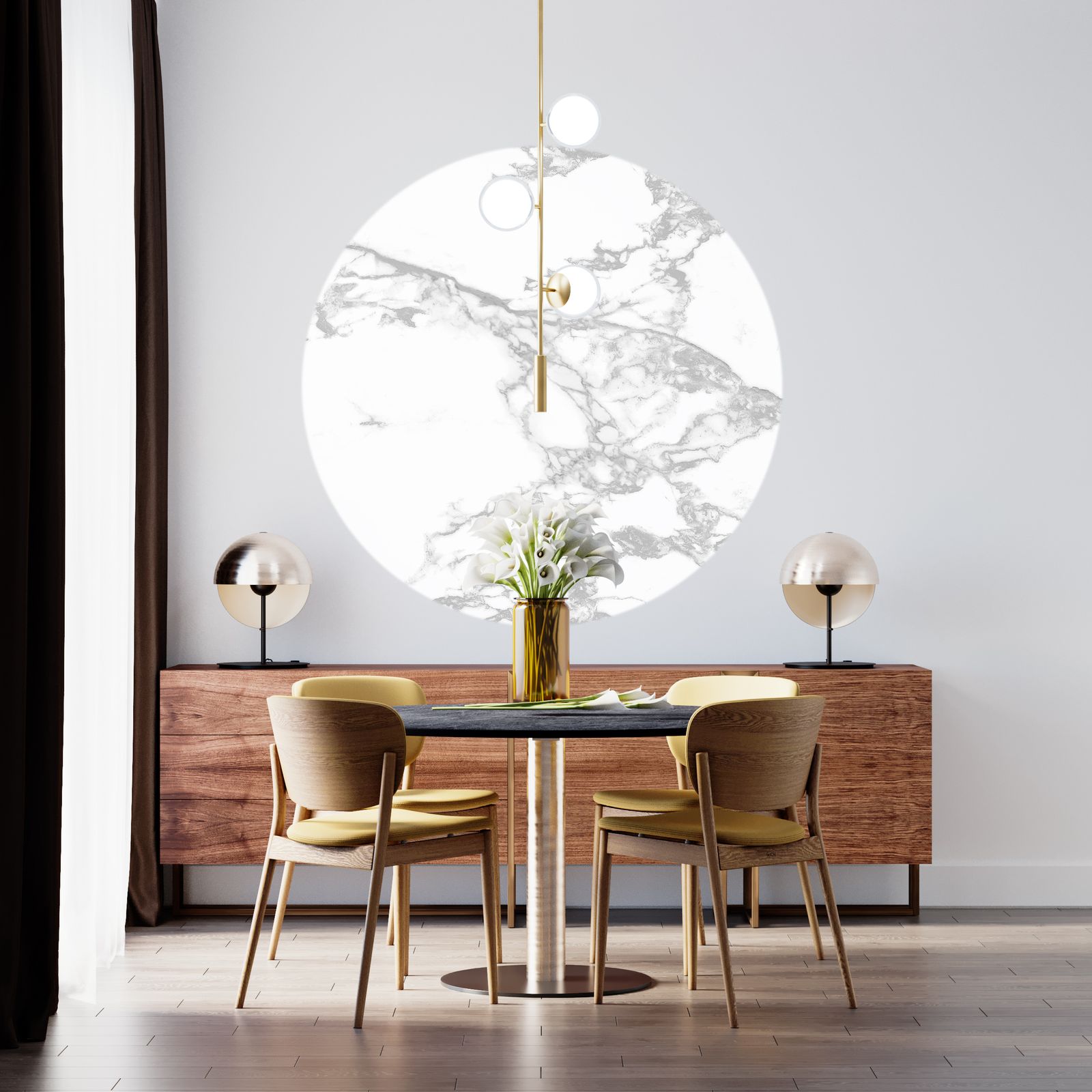 Väggdekal / Cirkel - Marmor Design