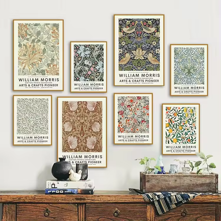 Affisch - WILLIAM MORRIS / ARTS &amp; CRAFTS PIONEER / Set om 8